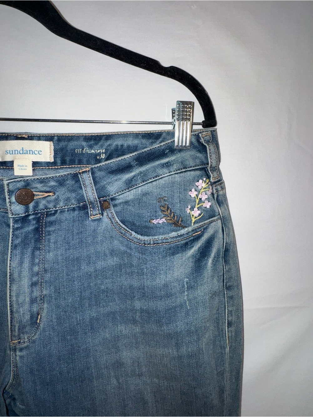 Sundance Blue Skinny Jeans with Floral Embroidery - Picture 3 of 7